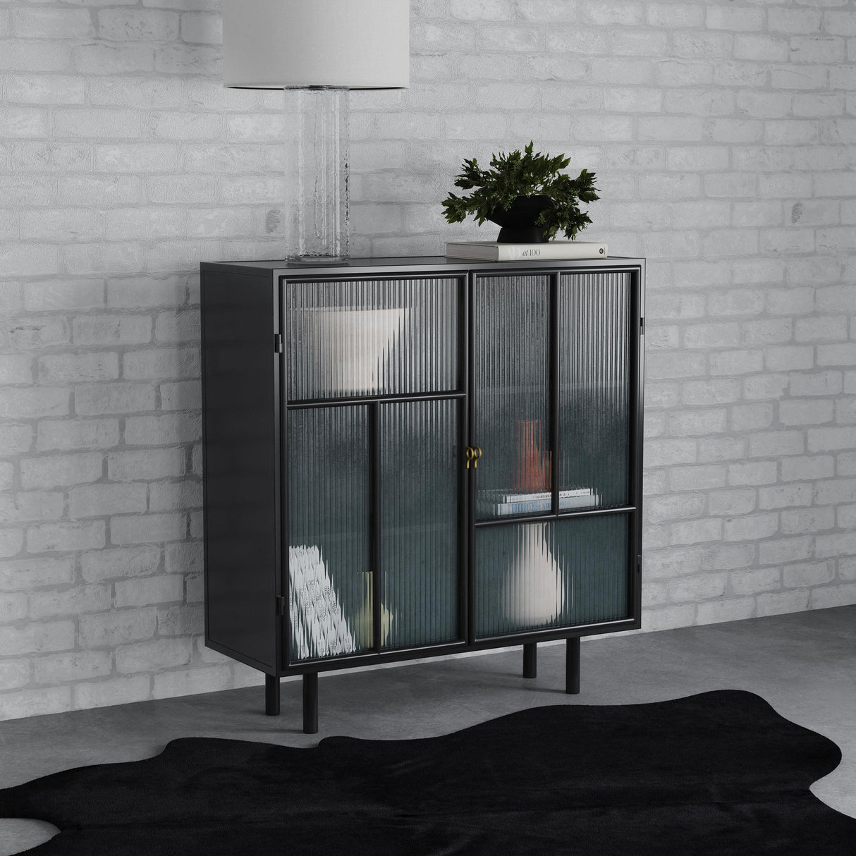 Dalia Black 2-Door Accent Storage Cabinet with Shelving