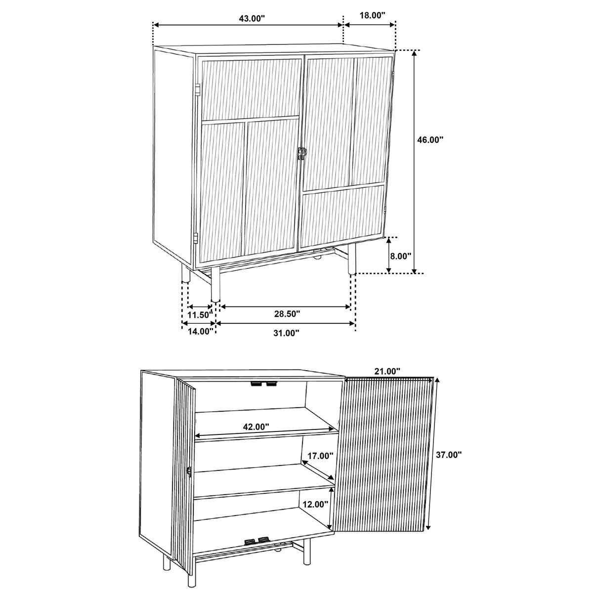 Dalia Black 2-Door Accent Storage Cabinet with Shelving