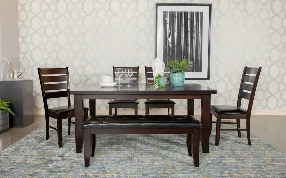 Dalila Cappuccino/Black Tufted Upholstered Dining Bench by Coaster at Eve Furniture