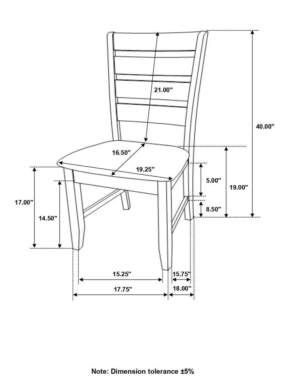 Dalila Gray/Dark Gray Ladder Back Side Chair, Set of 2 by Coaster at Eve Furniture