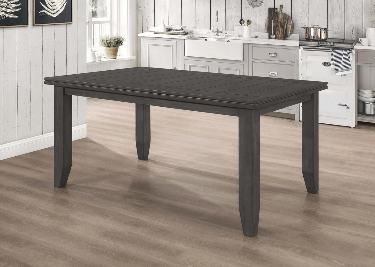 Dalila Dark Gray Rectangular Plank Top Dining Table