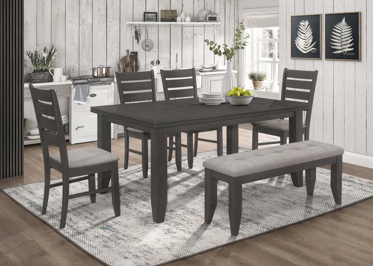 Dalila Dark Gray Rectangular Plank Top Dining Table