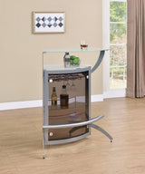 Dallas Silver/Frosted Glass 2-Shelf Bar Unit