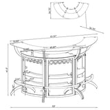 Dallas 2-shelf Curved Home Bar White and Frosted Glass (Set of 3)