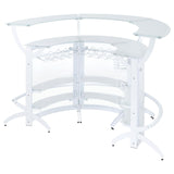 Dallas 2-shelf Curved Home Bar White and Frosted Glass (Set of 3)