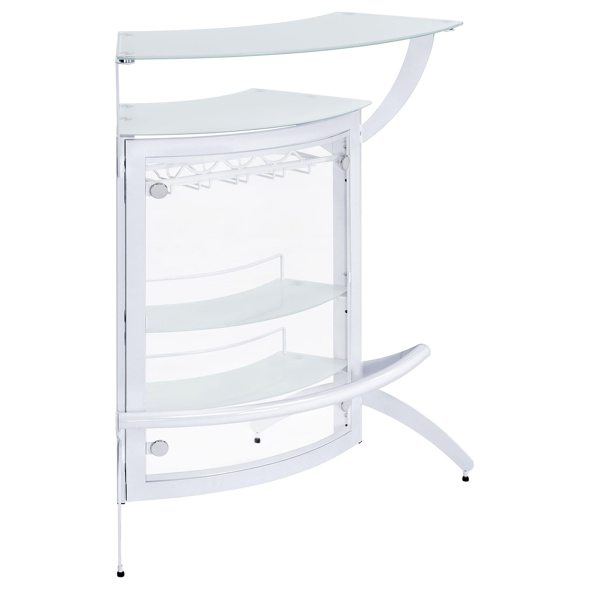 Dallas 2-shelf Home Bar White and Frosted Glass