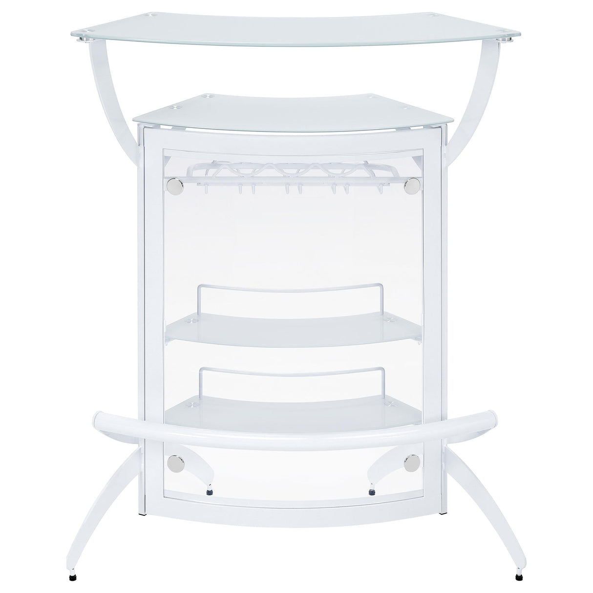 Dallas 2-shelf Home Bar White and Frosted Glass