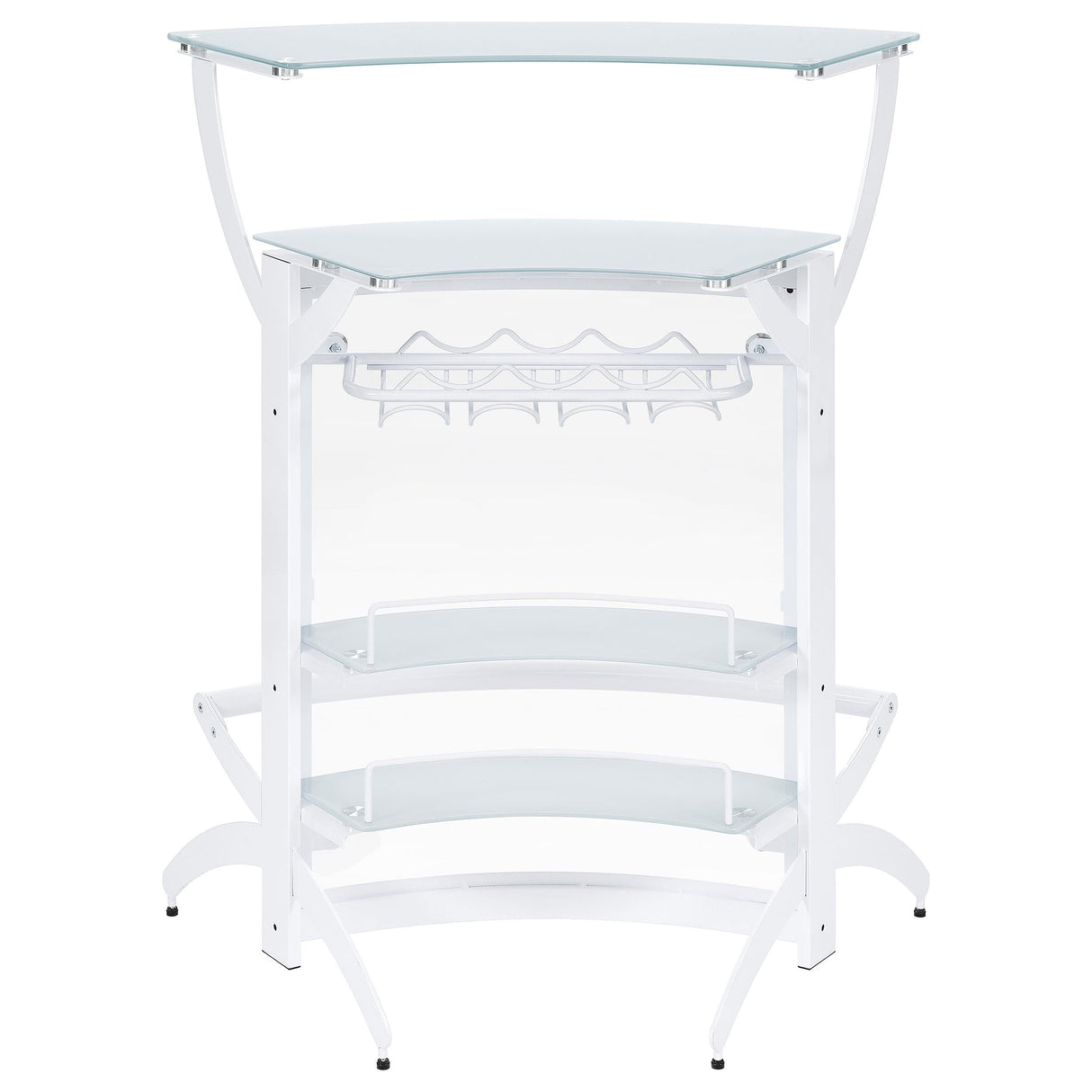 Dallas 2-shelf Home Bar White and Frosted Glass