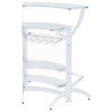 Dallas 2-shelf Home Bar White and Frosted Glass