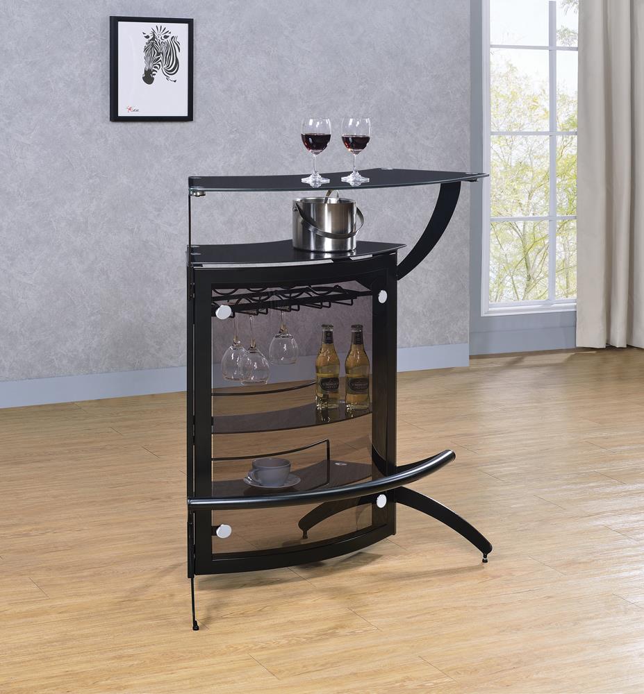 Dallas Smoked/Black 3-Bottle Wine Rack Bar Unit