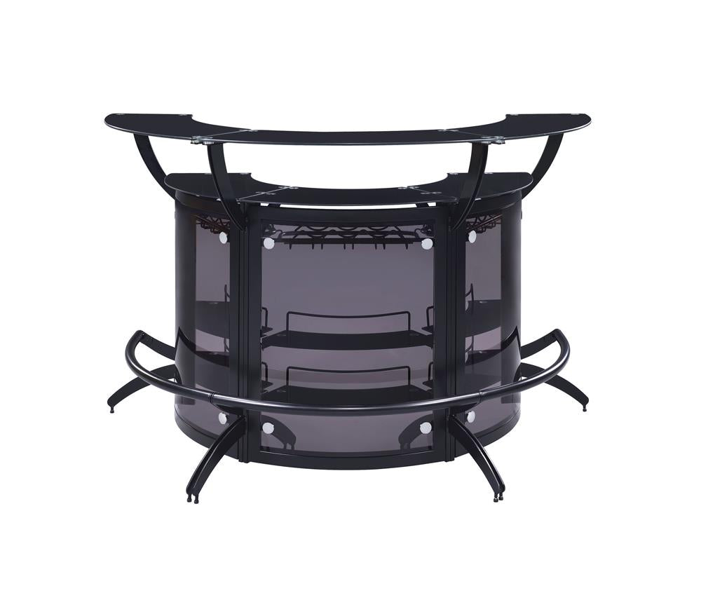 Dallas Smoked/Black 3-Bottle Wine Rack Bar Unit