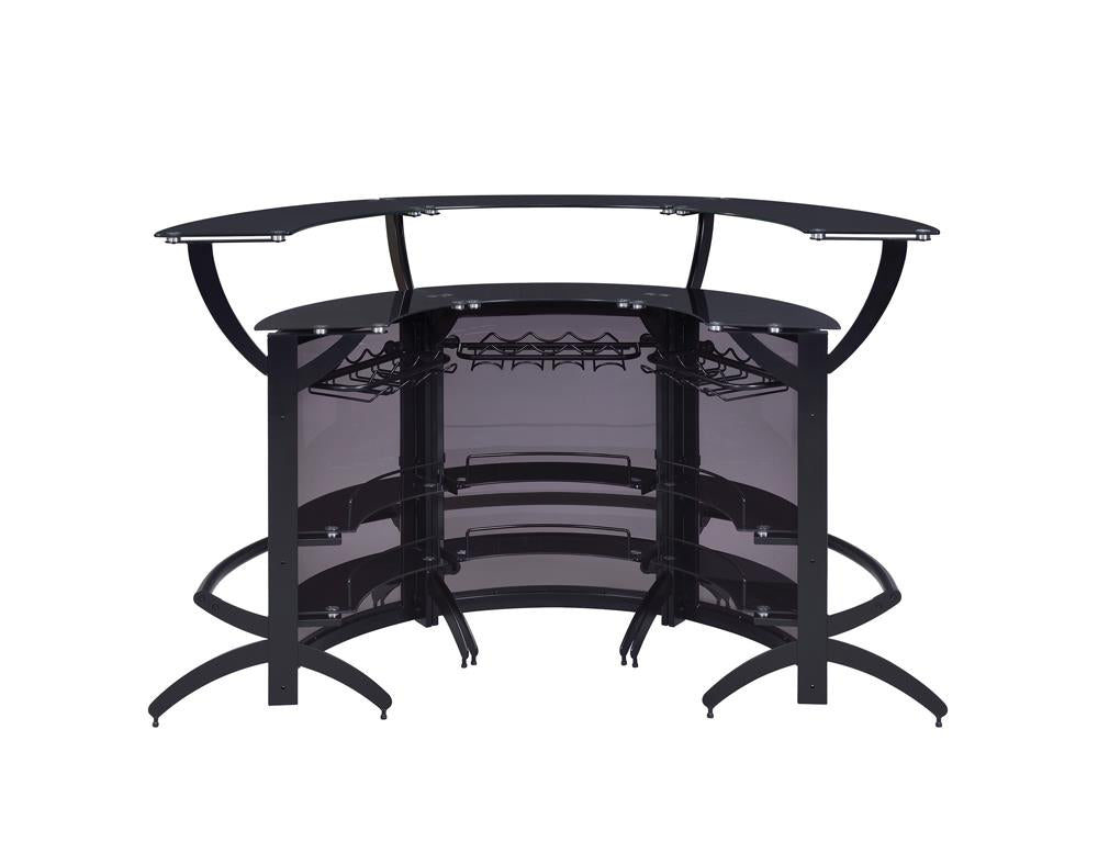 Dallas Smoked/Black 3-Bottle Wine Rack Bar Unit