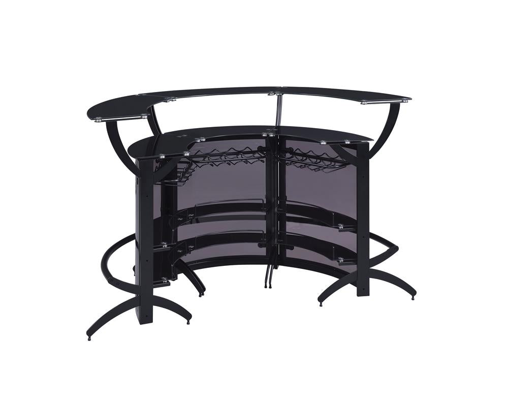 Dallas Smoked/Black 3-Bottle Wine Rack Bar Unit