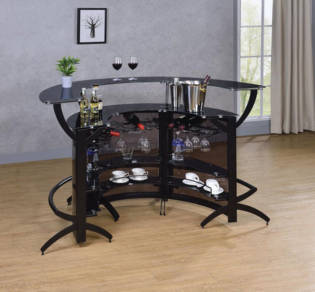 Dallas Smoked/Black 3-Bottle Wine Rack Bar Unit