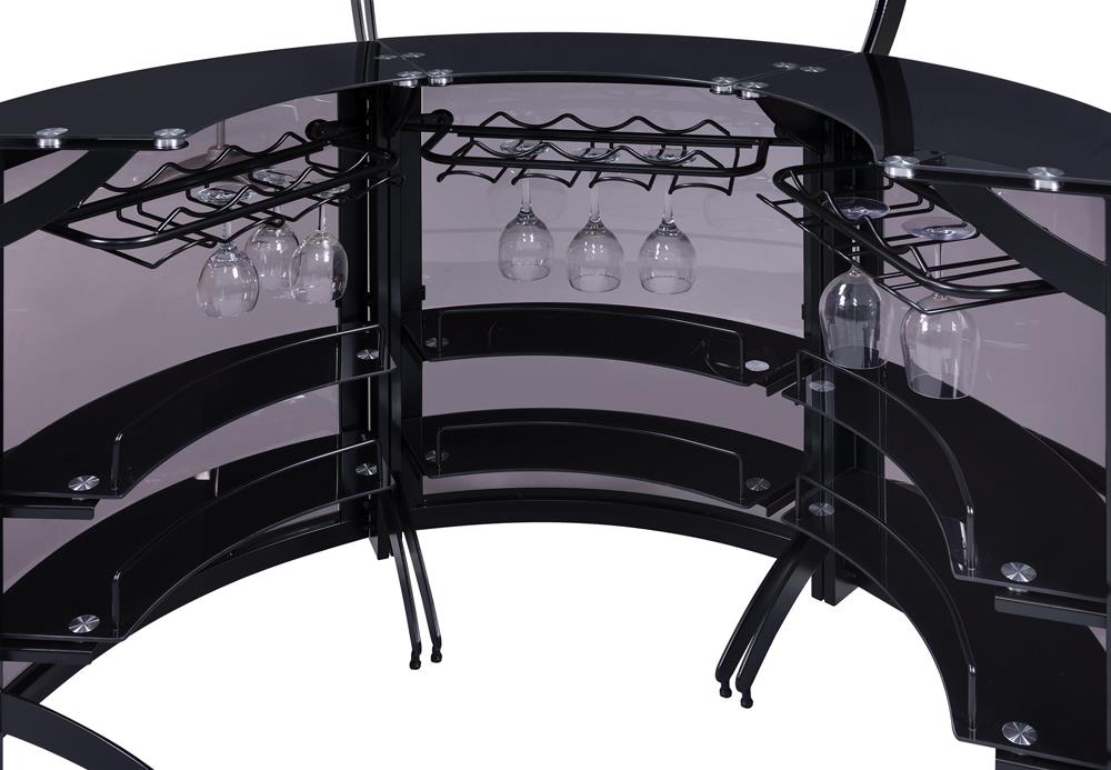 Dallas Smoked/Black 3-Bottle Wine Rack Bar Unit