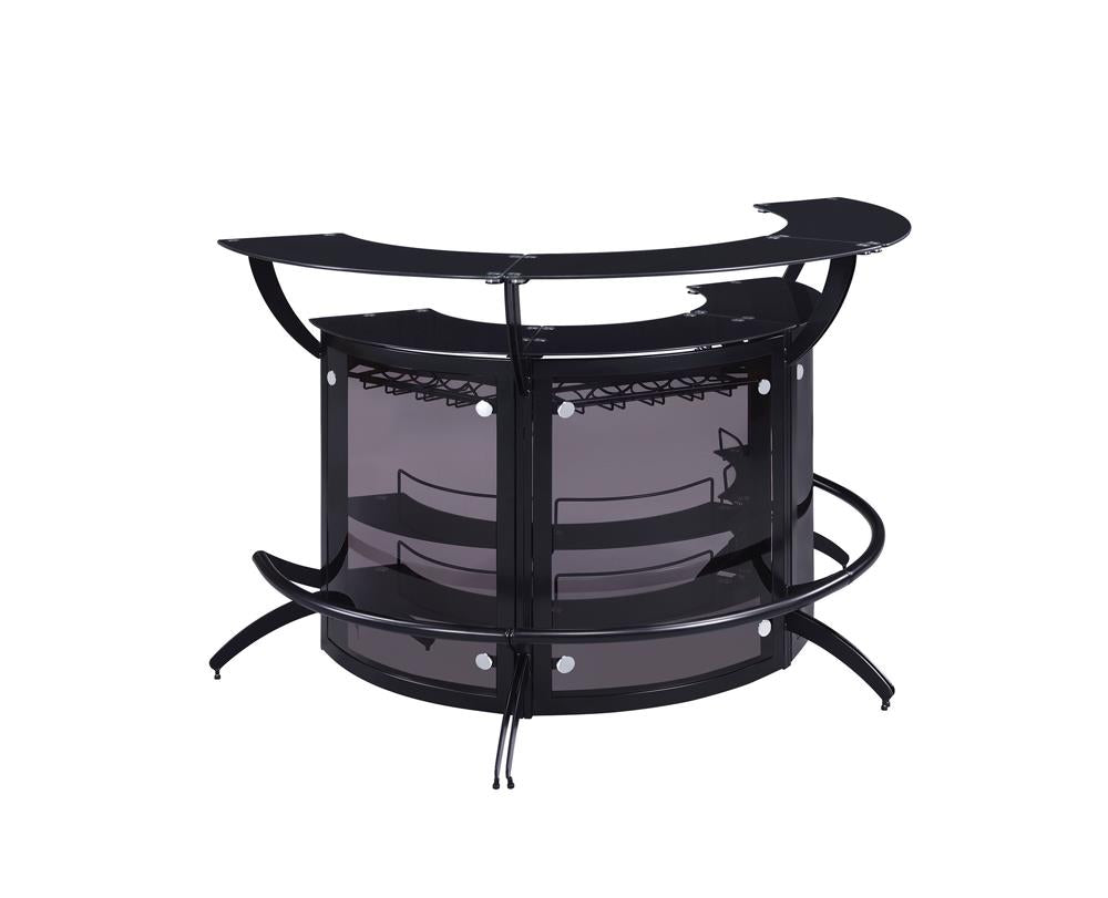 Dallas Smoked/Black 3-Bottle Wine Rack Bar Unit