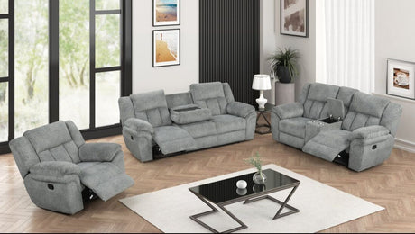 Dallas Gray 3-Piece Manual Reclining Set by Happy Homes at Eve Furniture