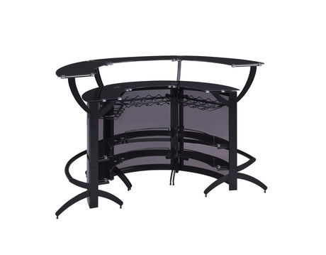 Dallas Smoke/Black Curved Bar Unit by Coaster at Eve Furniture