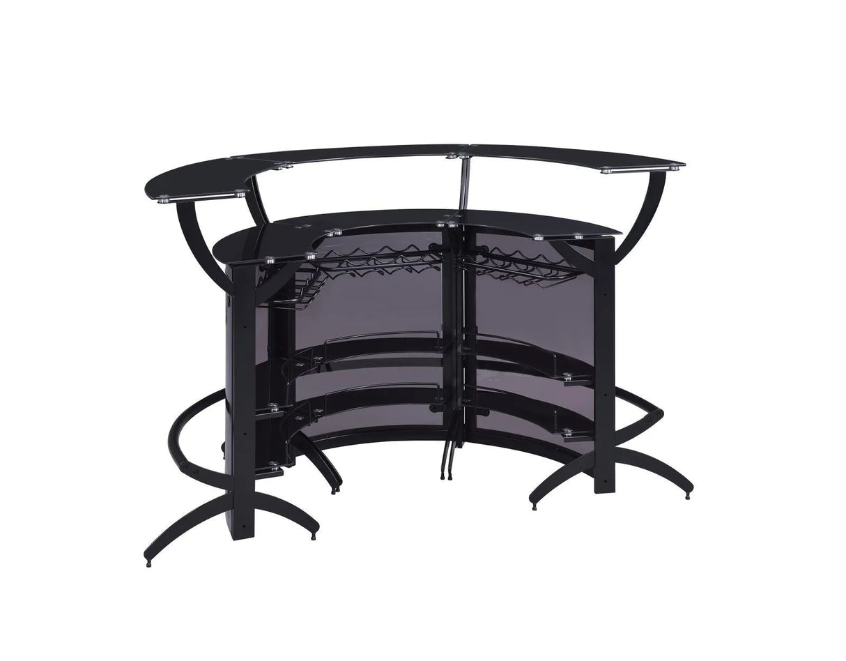 Dallas Smoke/Black Curved Bar Unit by Coaster at Eve Furniture