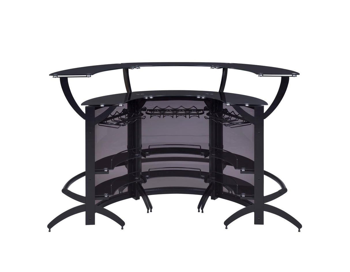 Dallas Smoke/Black Curved Bar Unit by Coaster at Eve Furniture