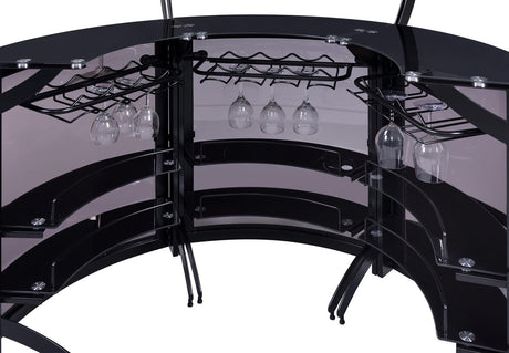 Dallas Smoke/Black Curved Bar Unit by Coaster at Eve Furniture