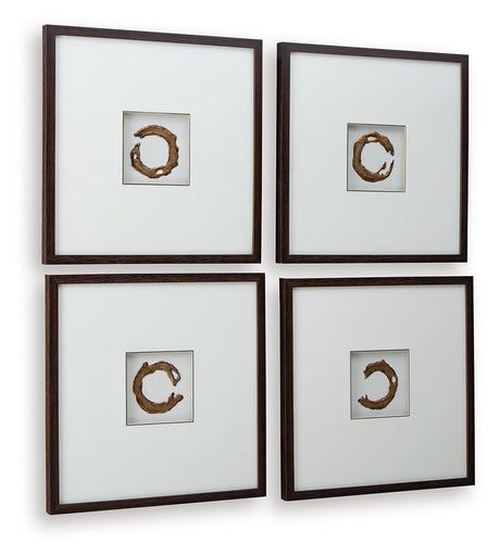 Dallbourne White/Gold Finish Wall Art (Set of 4) by Ashley at Eve Furniture