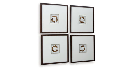 Dallbourne White/Gold Finish Wall Art (Set of 4) by Ashley at Eve Furniture