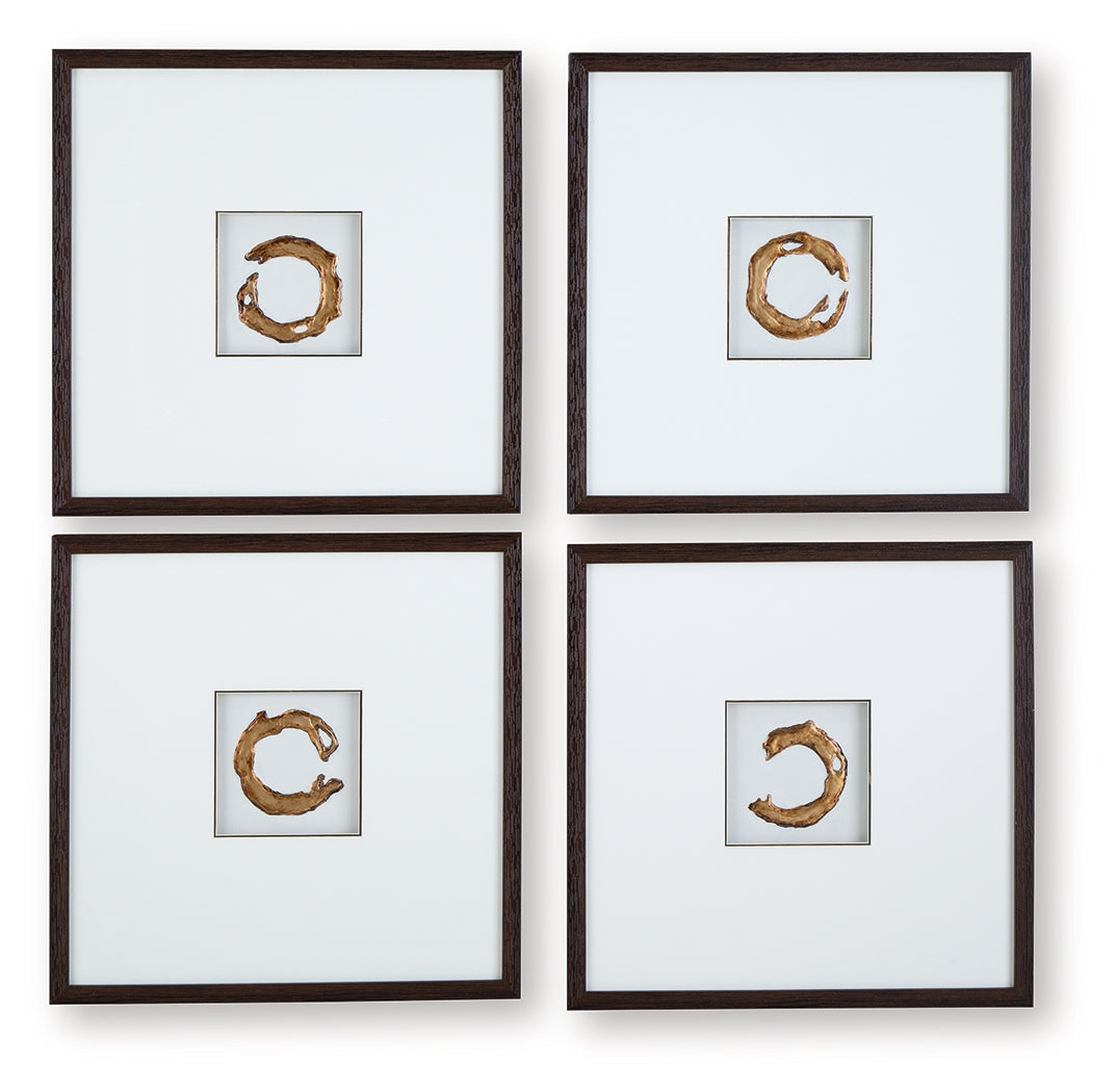 Dallbourne White/Gold Finish Wall Art (Set of 4) by ASHLEY FURNITURE at Eve Furniture