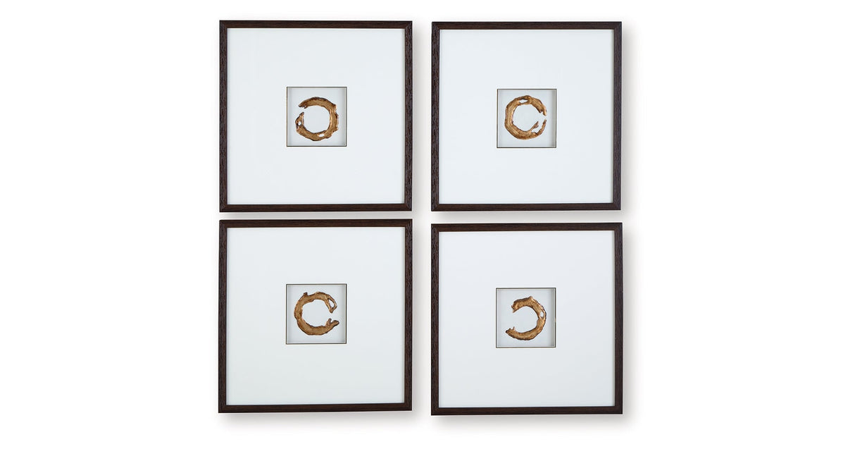 Dallbourne White/Gold Finish Wall Art (Set of 4) by ASHLEY FURNITURE at Eve Furniture