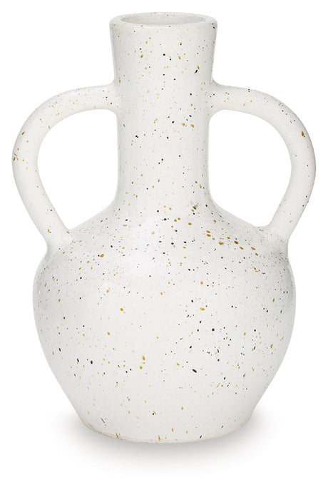 Dallinworth White/Black Vase by Ashley at Eve Furniture
