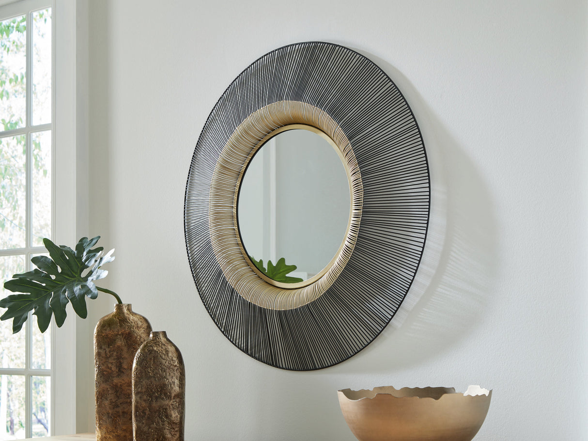 Dallmen Black/Gold Finish Accent Mirror by ASHLEY FURNITURE at Eve Furniture