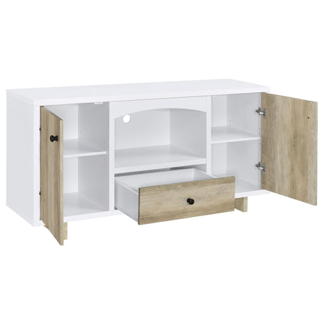 Dalton White and Distressed Pine 2-Door Storage Credenza by Coaster at Eve Furniture