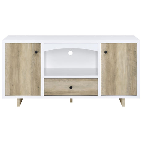 Dalton White and Distressed Pine 2-Door Storage Credenza by Coaster at Eve Furniture