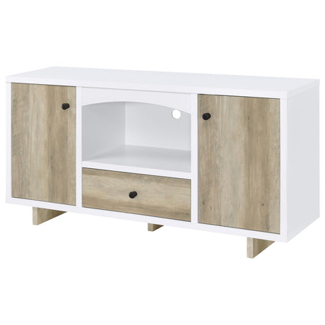 Dalton White and Distressed Pine 2-Door Storage Credenza by Coaster at Eve Furniture