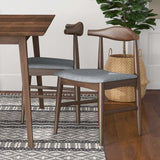 Damian Mid-Century Solid Wood Dining Chair Grey Linen
