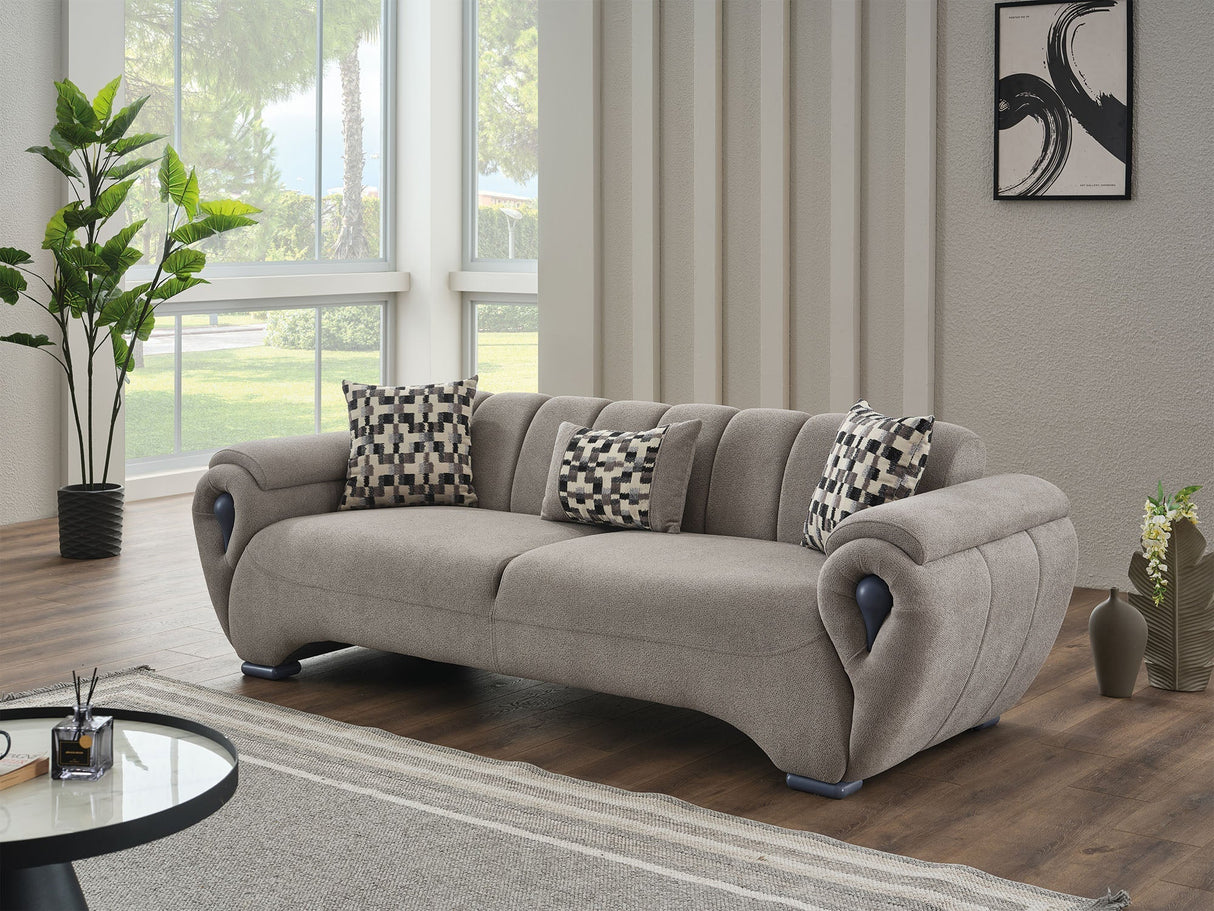 Damla 3-pieces (Sofa & Loveseat & Chair) Livingroom Set in Cream by Furnia at Eve Furniture