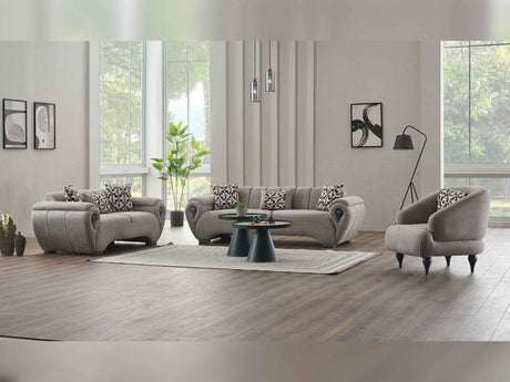 Damla Cream 3-pieces (Sofa & Loveseat & Chair) Living Room Set by Furnia at Eve Furniture