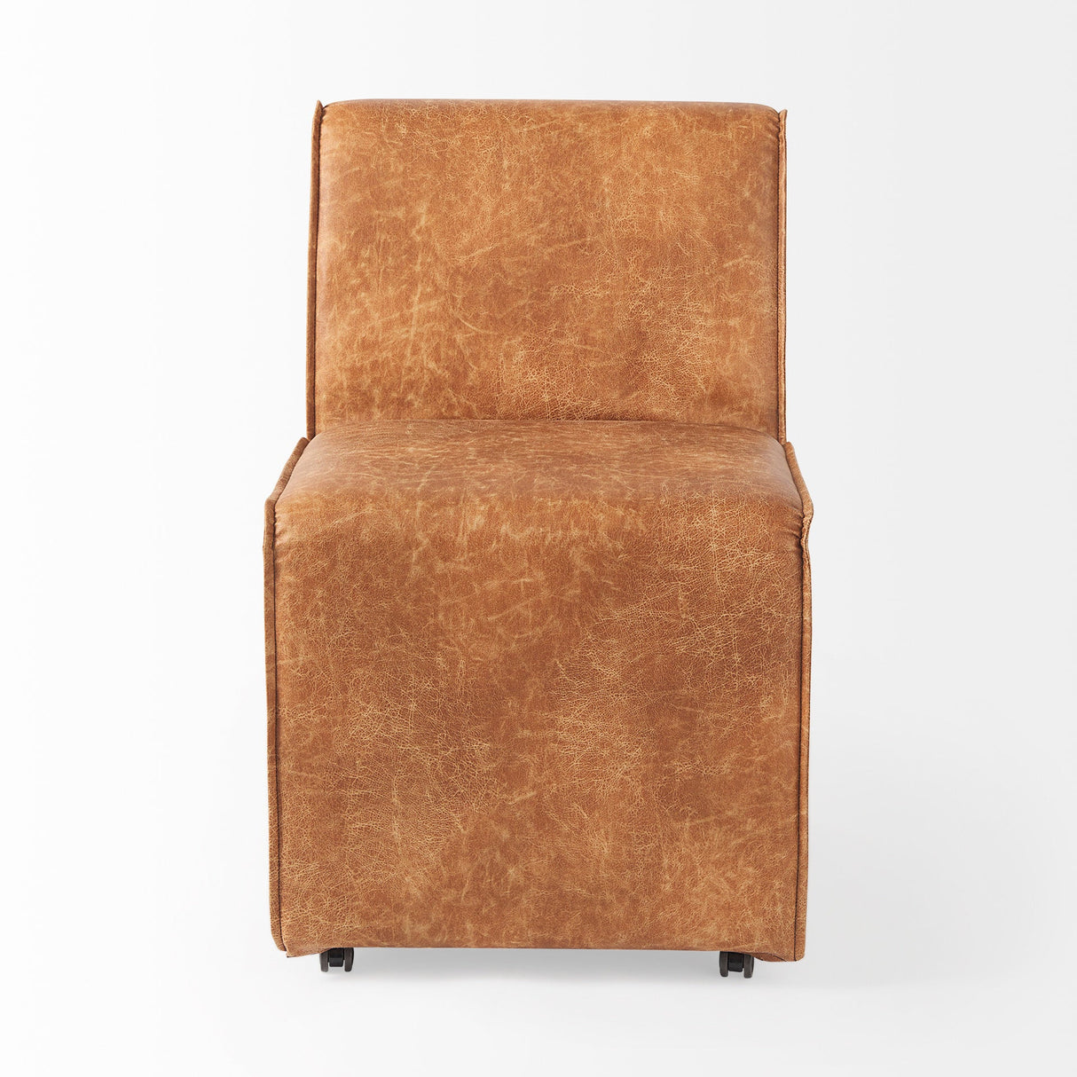 Damon 19.8L x 26.3W x 31.8H Cognac Brown Faux Leather Dining Chair, Set of 2 by Mercana at Eve Furniture
