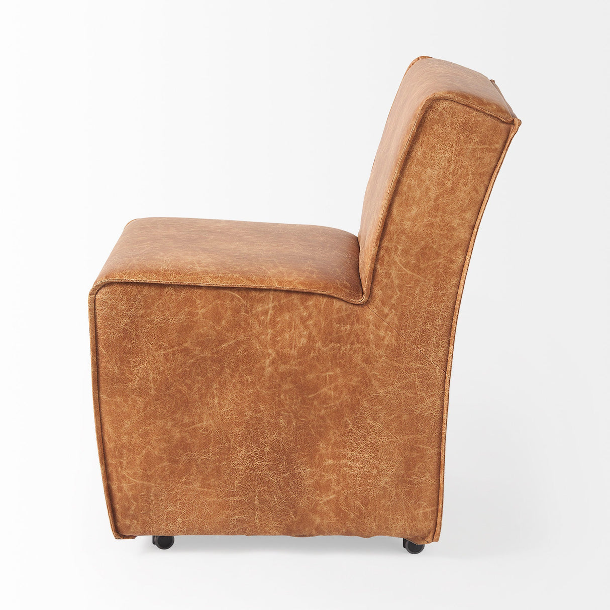 Damon 19.8L x 26.3W x 31.8H Cognac Brown Faux Leather Dining Chair, Set of 2 by Mercana at Eve Furniture