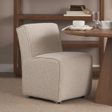 Damon 20.5L x 27.2W x 31.3H Fully Upholstered Cream-Toned Fabric Dining Chair on Casters, Set of 2 by Mercana at Eve Furniture