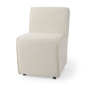 Damon 20.5L x 27.2W x 31.3H Fully Upholstered Cream-Toned Fabric Dining Chair on Casters, Set of 2 by Mercana at Eve Furniture