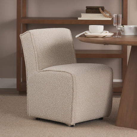 Damon Fully Upholstered Cream-Toned Fabric Dining Chair on Casters, Set of 2 by Mercana at Eve Furniture