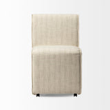 Damon Fully Upholstered Cream-Toned Fabric Dining Chair on Casters, Set of 2 by Mercana at Eve Furniture