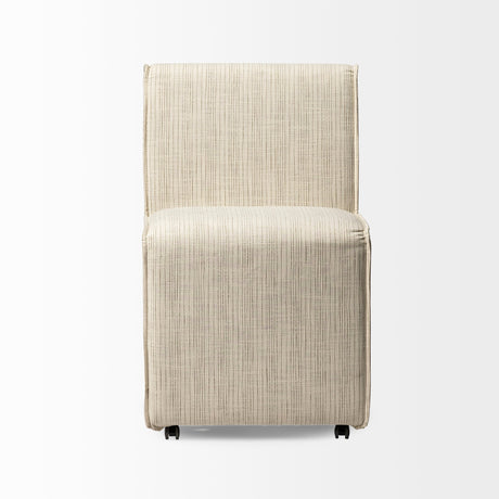 Damon Fully Upholstered Cream-Toned Fabric Dining Chair on Casters, Set of 2 by Mercana at Eve Furniture