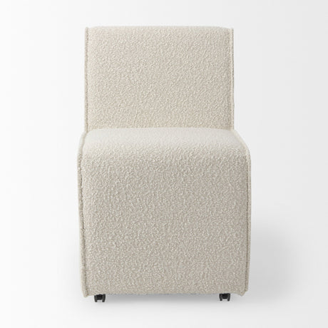 Damon Fully Upholstered Cream-Toned Fabric Dining Chair on Casters, Set of 2 by Mercana at Eve Furniture