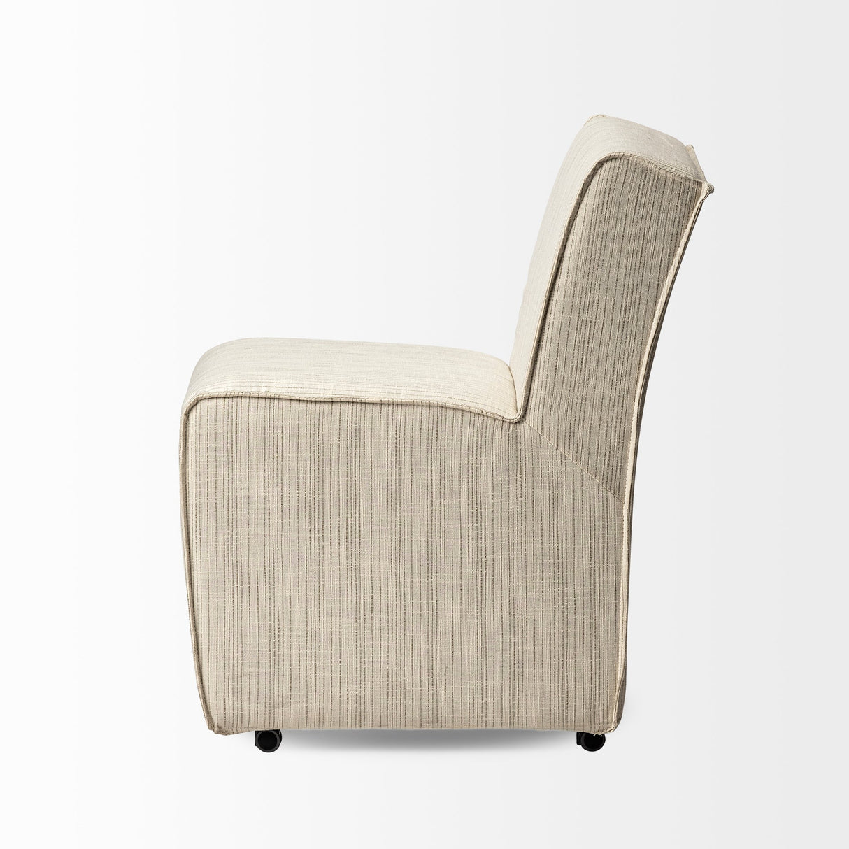 Damon Fully Upholstered Cream-Toned Fabric Dining Chair on Casters, Set of 2 by Mercana at Eve Furniture