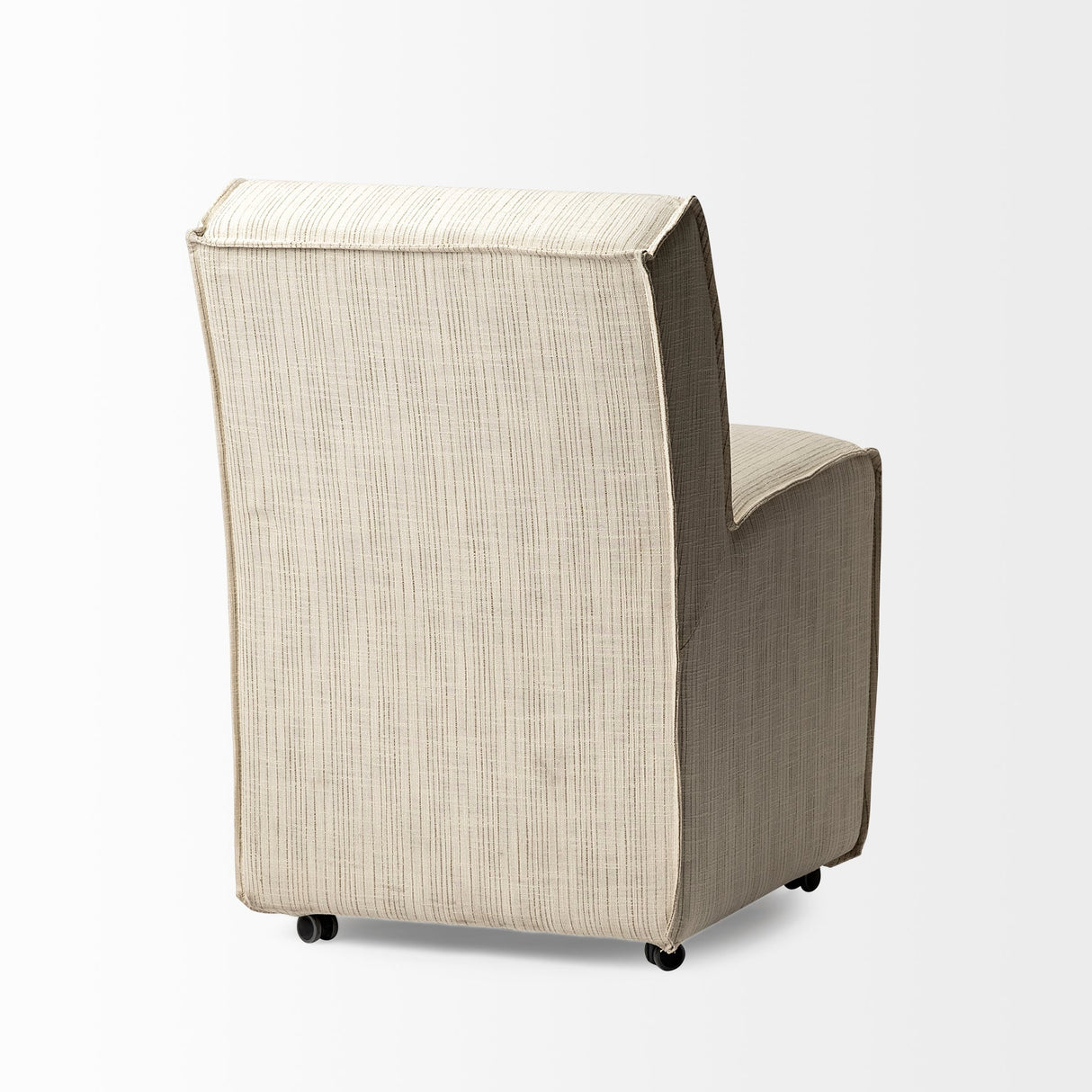 Damon Fully Upholstered Cream-Toned Fabric Dining Chair on Casters, Set of 2 by Mercana at Eve Furniture