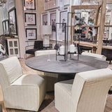 Damon Fully Upholstered Cream-Toned Fabric Dining Chair on Casters, Set of 2 by Mercana at Eve Furniture