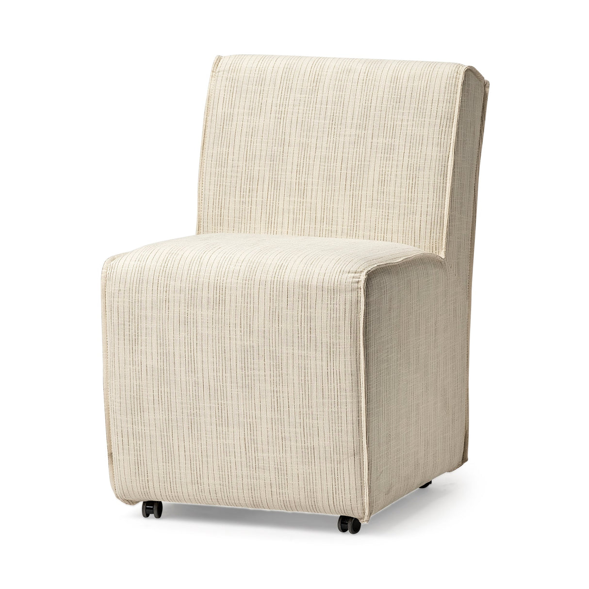 Damon Fully Upholstered Cream-Toned Fabric Dining Chair on Casters, Set of 2 by Mercana at Eve Furniture