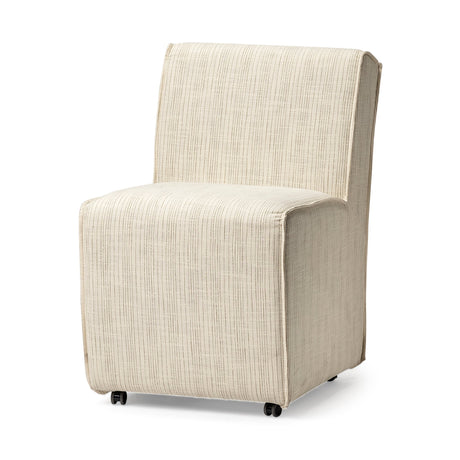 Damon Fully Upholstered Cream-Toned Fabric Dining Chair on Casters, Set of 2 by Mercana at Eve Furniture